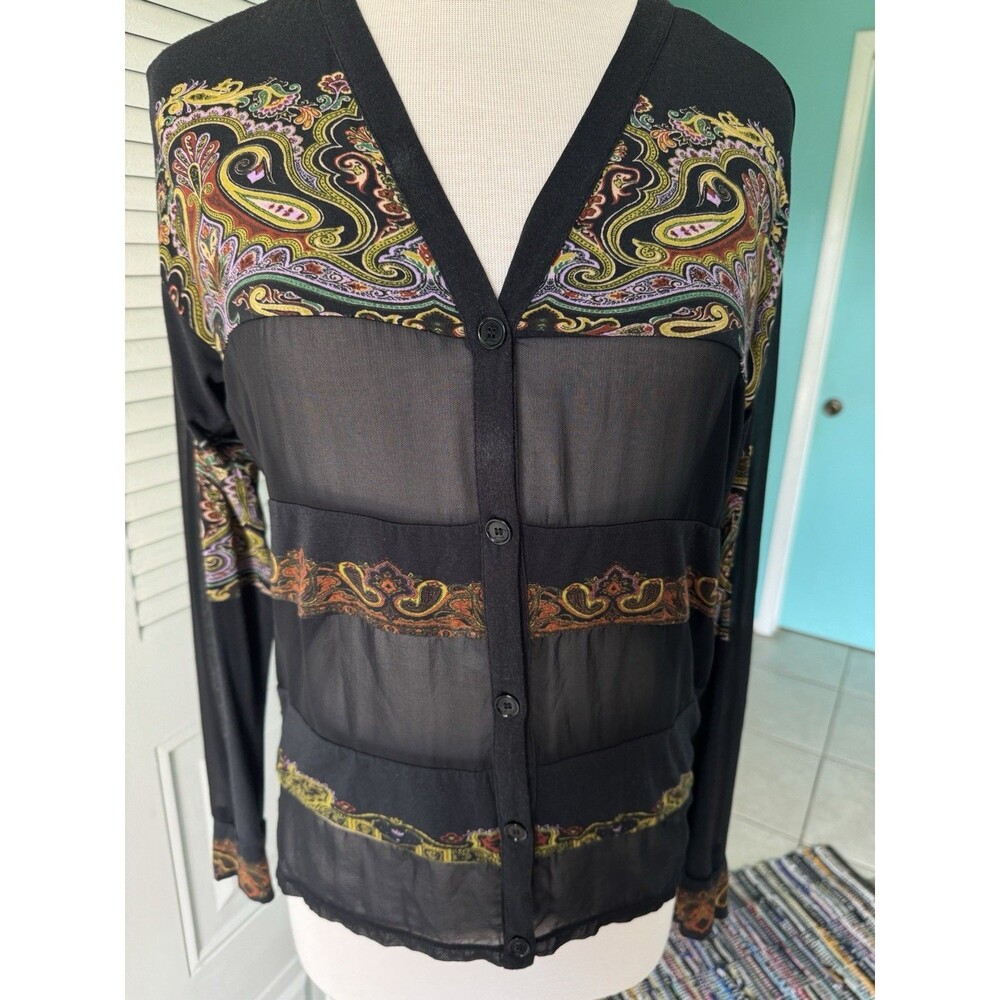 ETRO Milano Sheer Paisley Button Front Blouse Made in Italy IT 38 - Picture 5 of 10